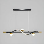 Suspension moderne en métal noir et acrylique à 4 lumières LED à intensité variable