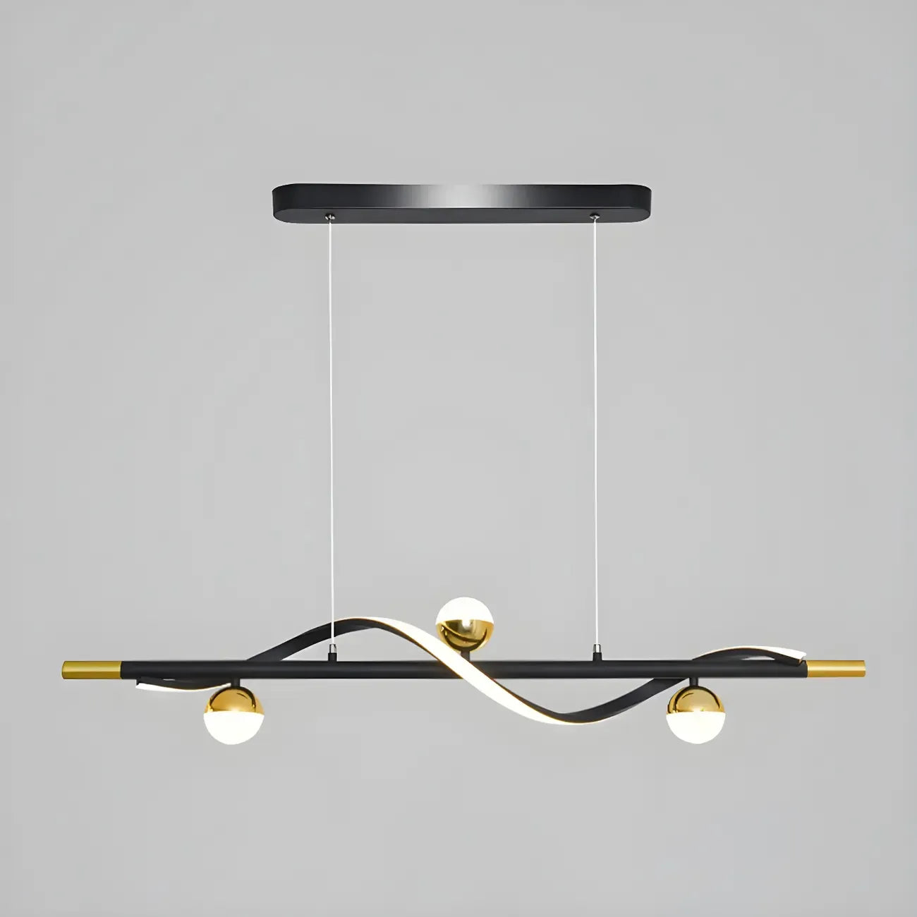 Suspension moderne en métal noir et acrylique à 4 lumières LED à intensité variable