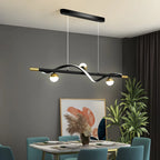 Suspension moderne en métal noir et acrylique à 4 lumières LED à intensité variable