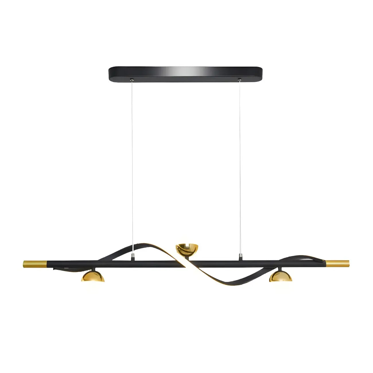 Suspension moderne en métal noir et acrylique à 4 lumières LED à intensité variable