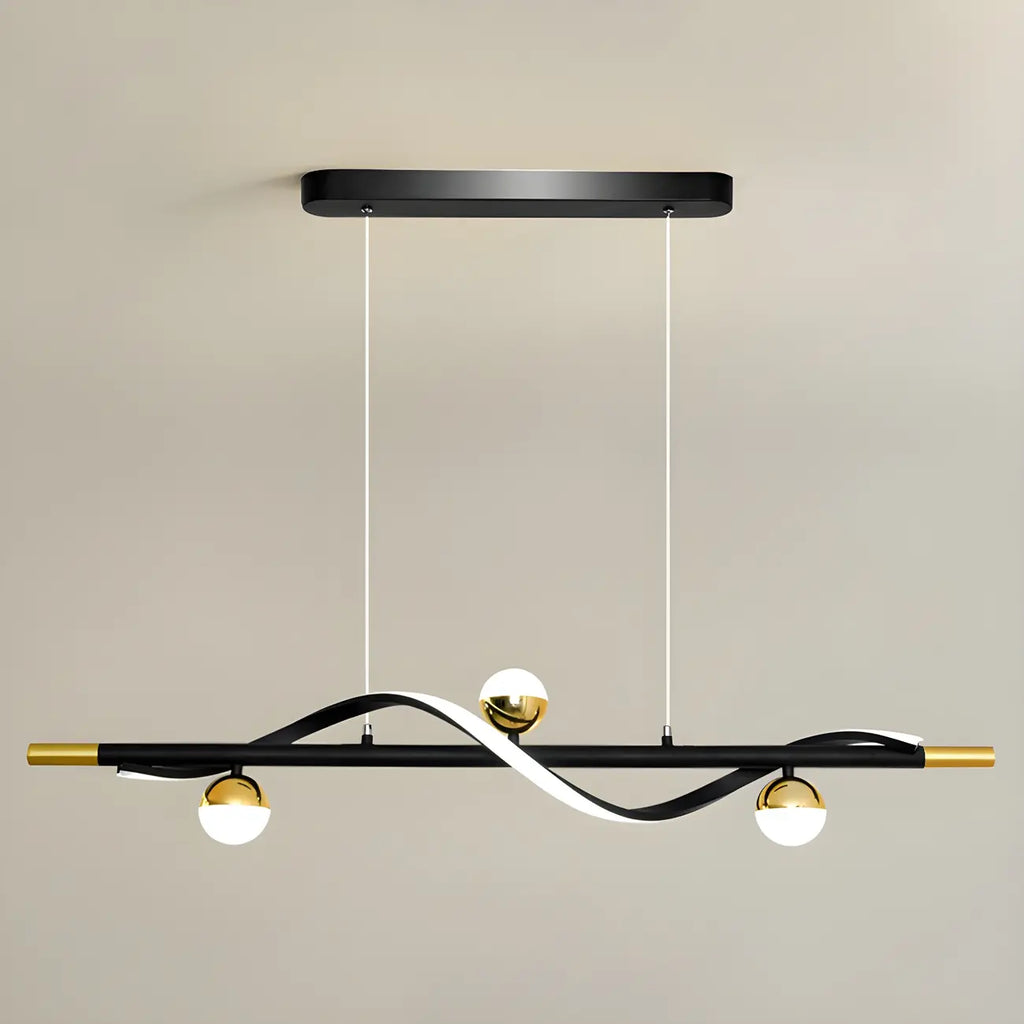 Suspension moderne en métal noir et acrylique à 4 lumières LED à intensité variable