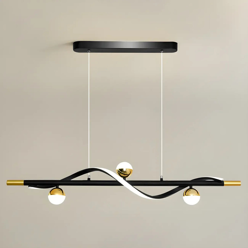 Suspension moderne en métal noir et acrylique à 4 lumières LED à intensité variable