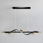Suspension moderne en métal noir et acrylique à 4 lumières LED à intensité variable
