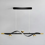 Suspension moderne en métal noir et acrylique à 4 lumières LED à intensité variable