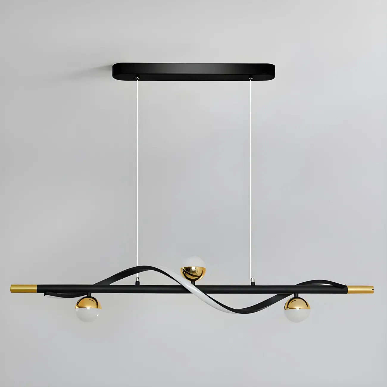 Suspension moderne en métal noir et acrylique à 4 lumières LED à intensité variable