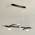 Suspension moderne en métal noir et acrylique à 4 lumières LED à intensité variable