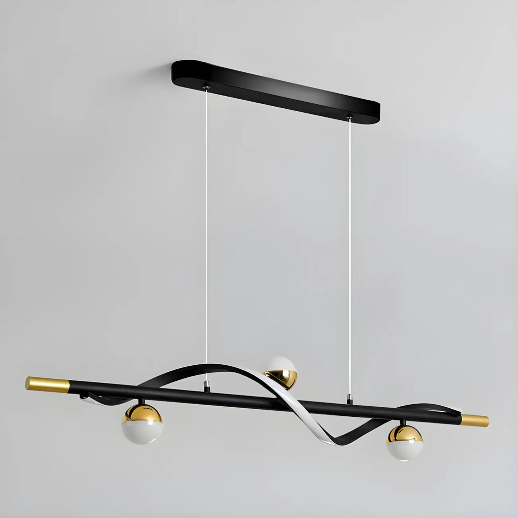 Suspension moderne en métal noir et acrylique à 4 lumières LED à intensité variable