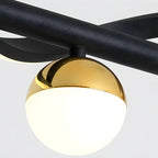 Suspension moderne en métal noir et acrylique à 4 lumières LED à intensité variable