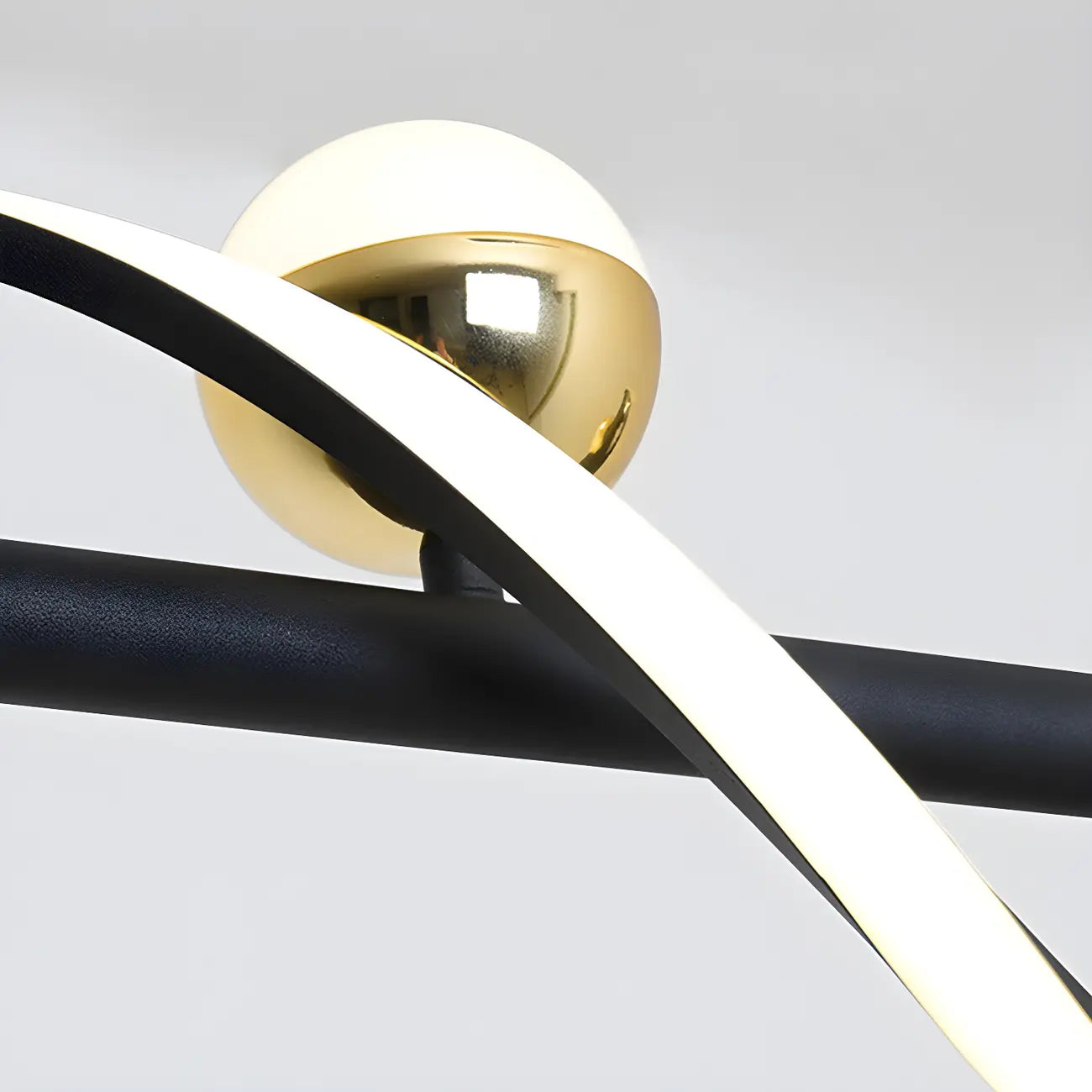Suspension moderne en métal noir et acrylique à 4 lumières LED à intensité variable