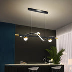 Suspension moderne en métal noir et acrylique à 4 lumières LED à intensité variable