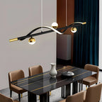 Suspension moderne en métal noir et acrylique à 4 lumières LED à intensité variable