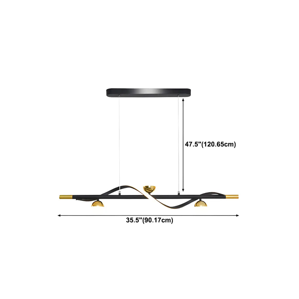 Suspension moderne en métal noir et acrylique à 4 lumières LED à intensité variable