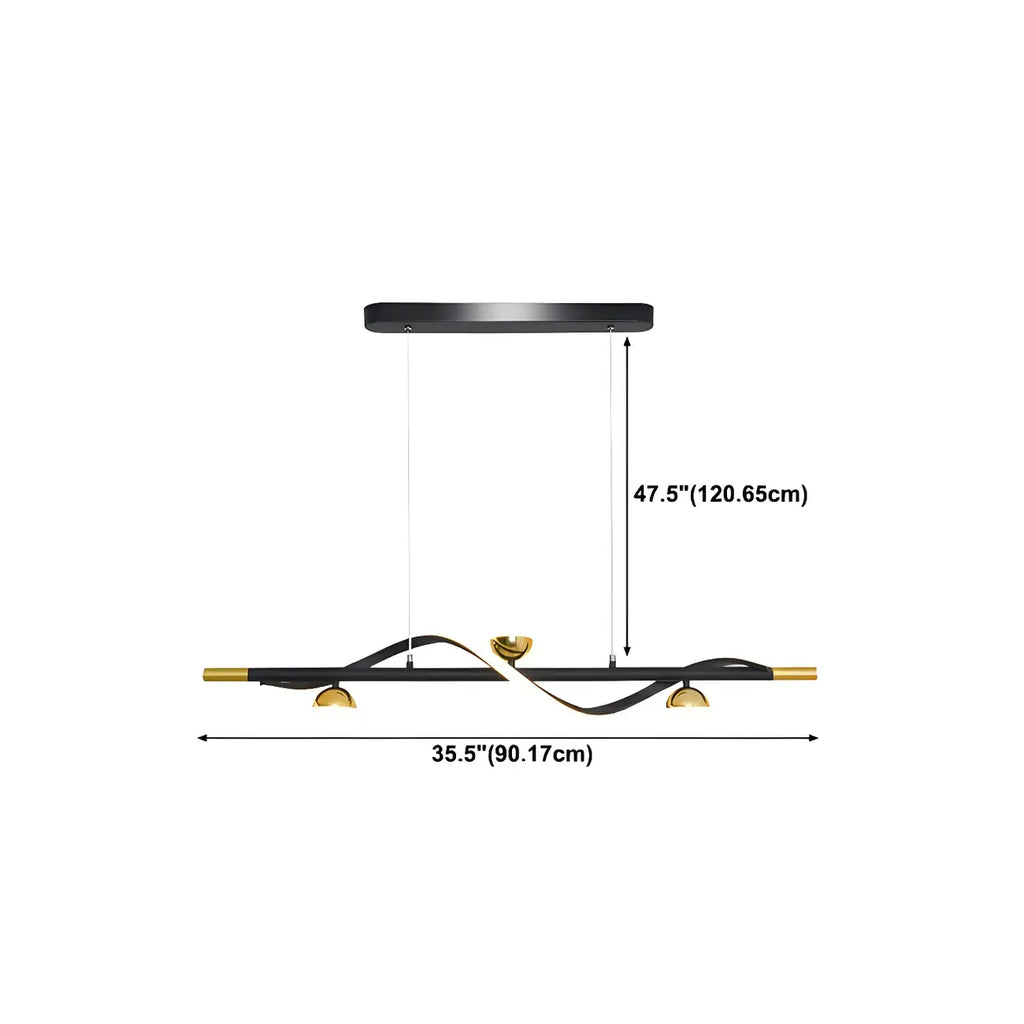 Suspension moderne en métal noir et acrylique à 4 lumières LED à intensité variable