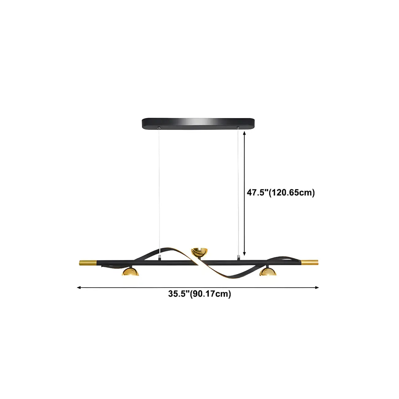 Suspension moderne en métal noir et acrylique à 4 lumières LED à intensité variable