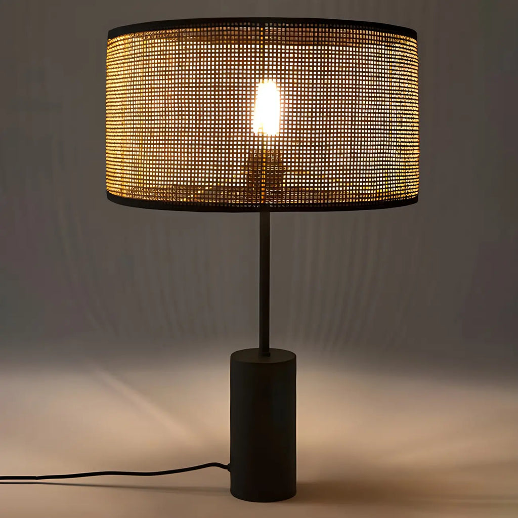 Lampe de table LED en métal marron Rarran en forme de tambour