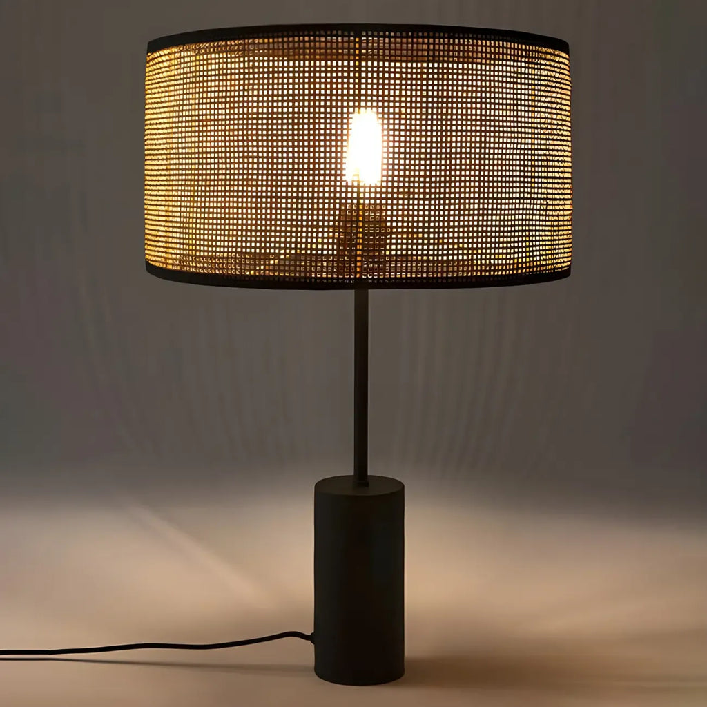 Lampe de table LED en métal marron Rarran en forme de tambour