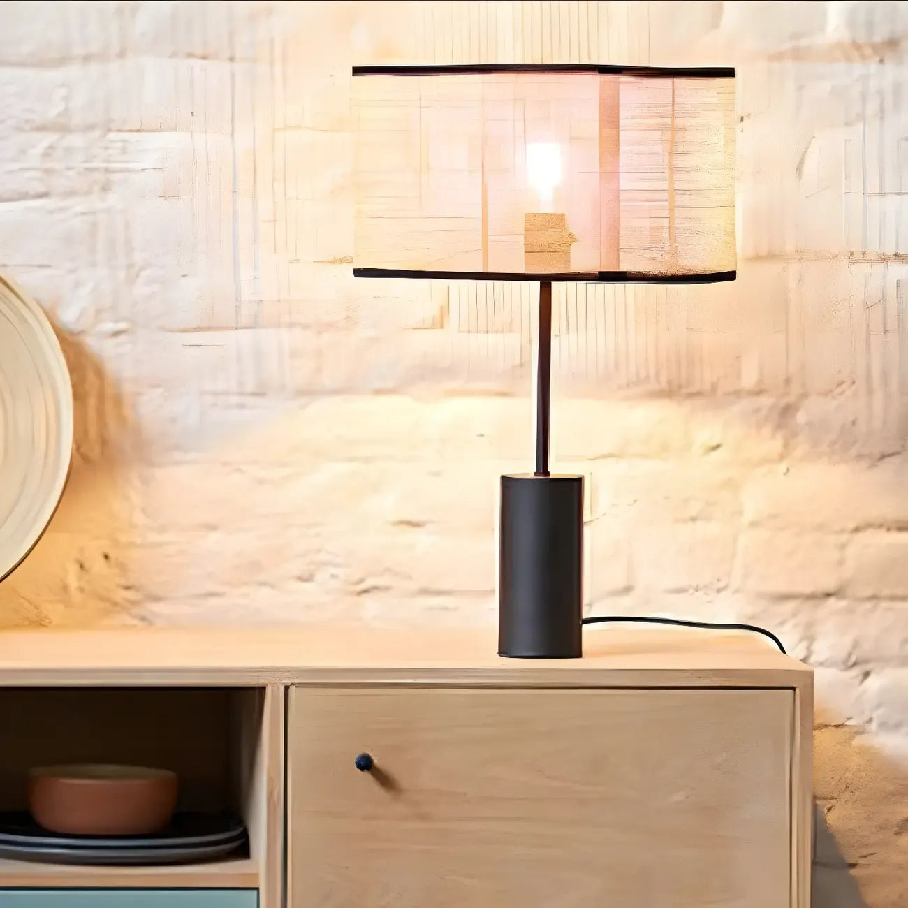 Lampe de table LED en métal marron Rarran en forme de tambour