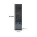 Credenza da esposizione in legno con ante in vetro ambrato e portabottiglie