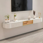 Mobile TV galleggiante 79 White Stone con cassetto e armadietto