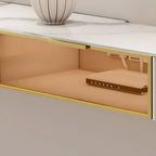 Mobile TV galleggiante 79 White Stone con cassetto e armadietto