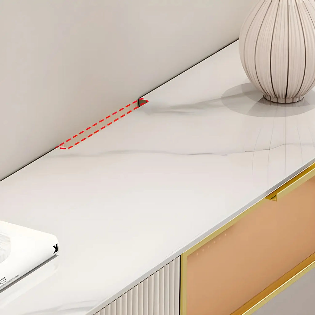 Mobile TV galleggiante 79 White Stone con cassetto e armadietto