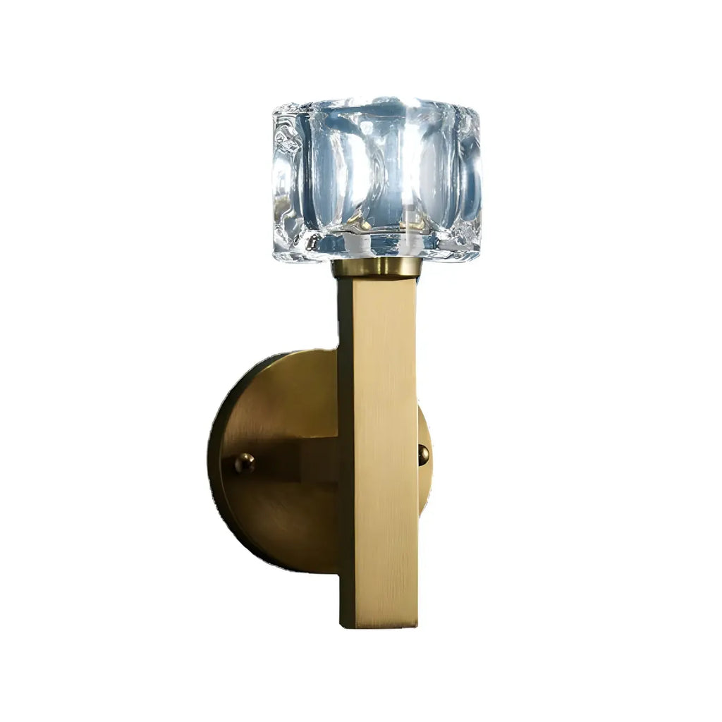 Applique murale carrée en laiton et cristal pour coiffeuse