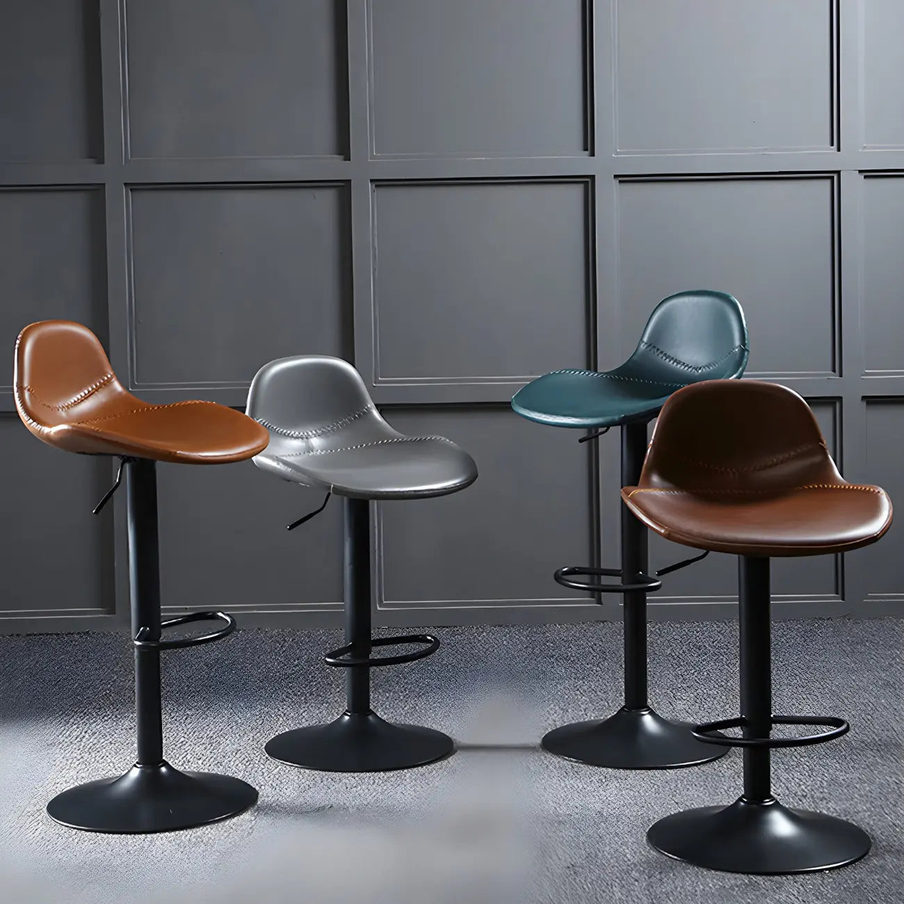 Tabourets de bar modernes en cuir réglables avec repose-pieds pour bar à domicile