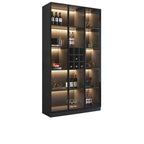 Armoire à vin minimaliste en bois noir avec porte vitrée
