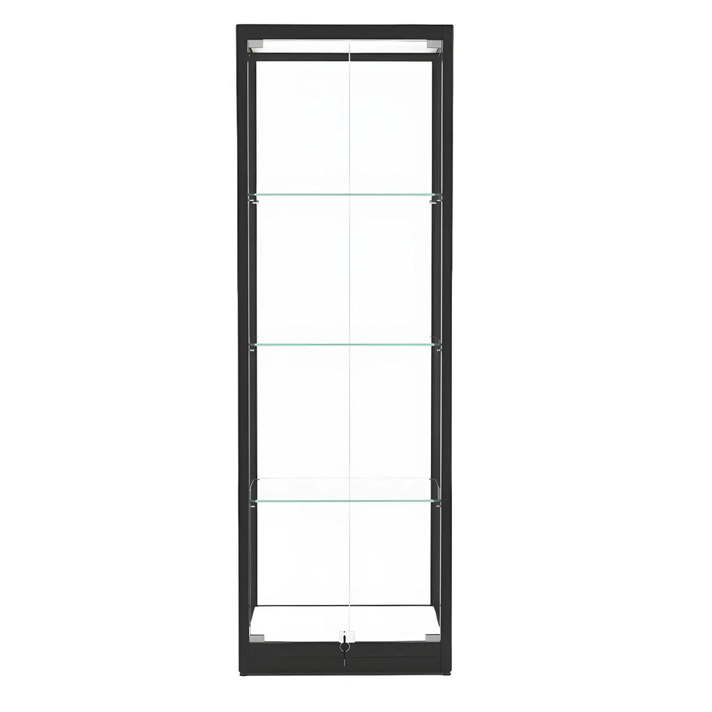 Vitrine moderne en verre noir avec étagères réglables