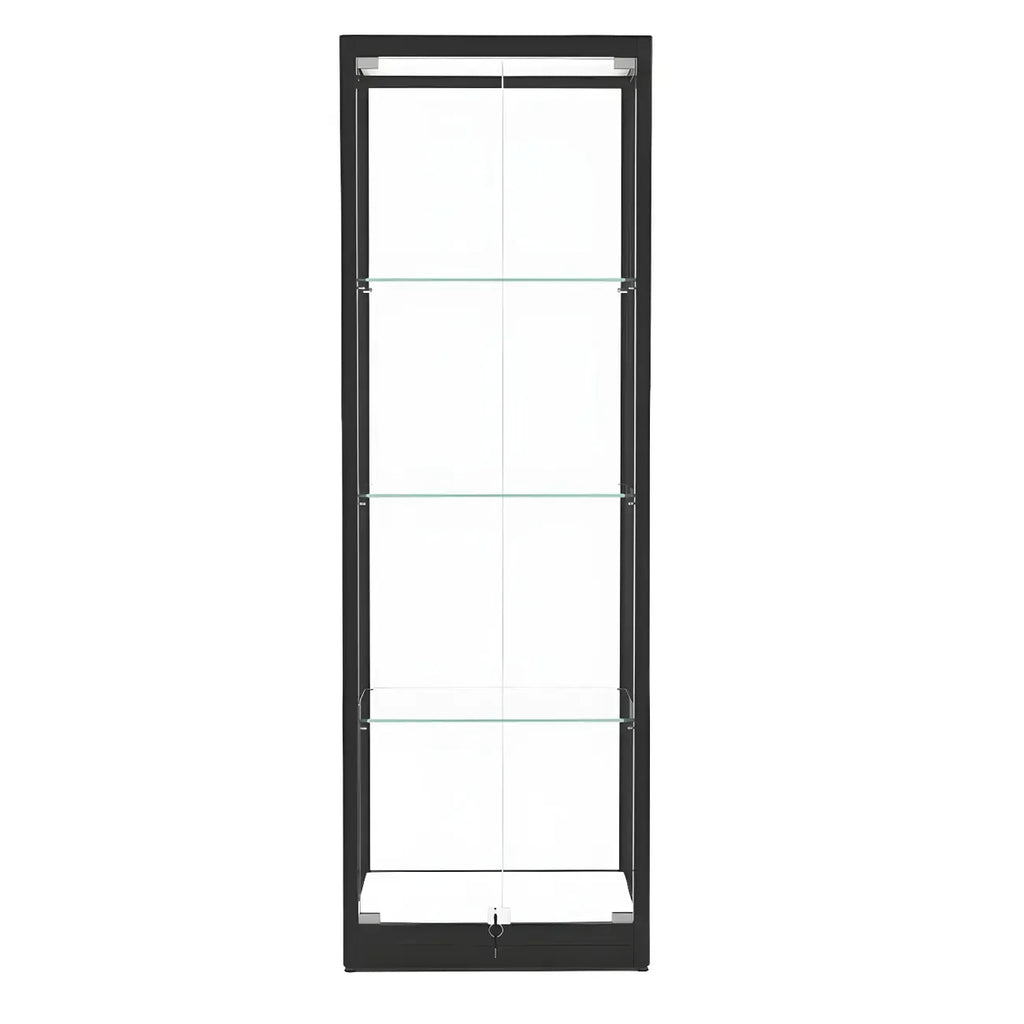 Vitrine moderne en verre noir avec étagères réglables