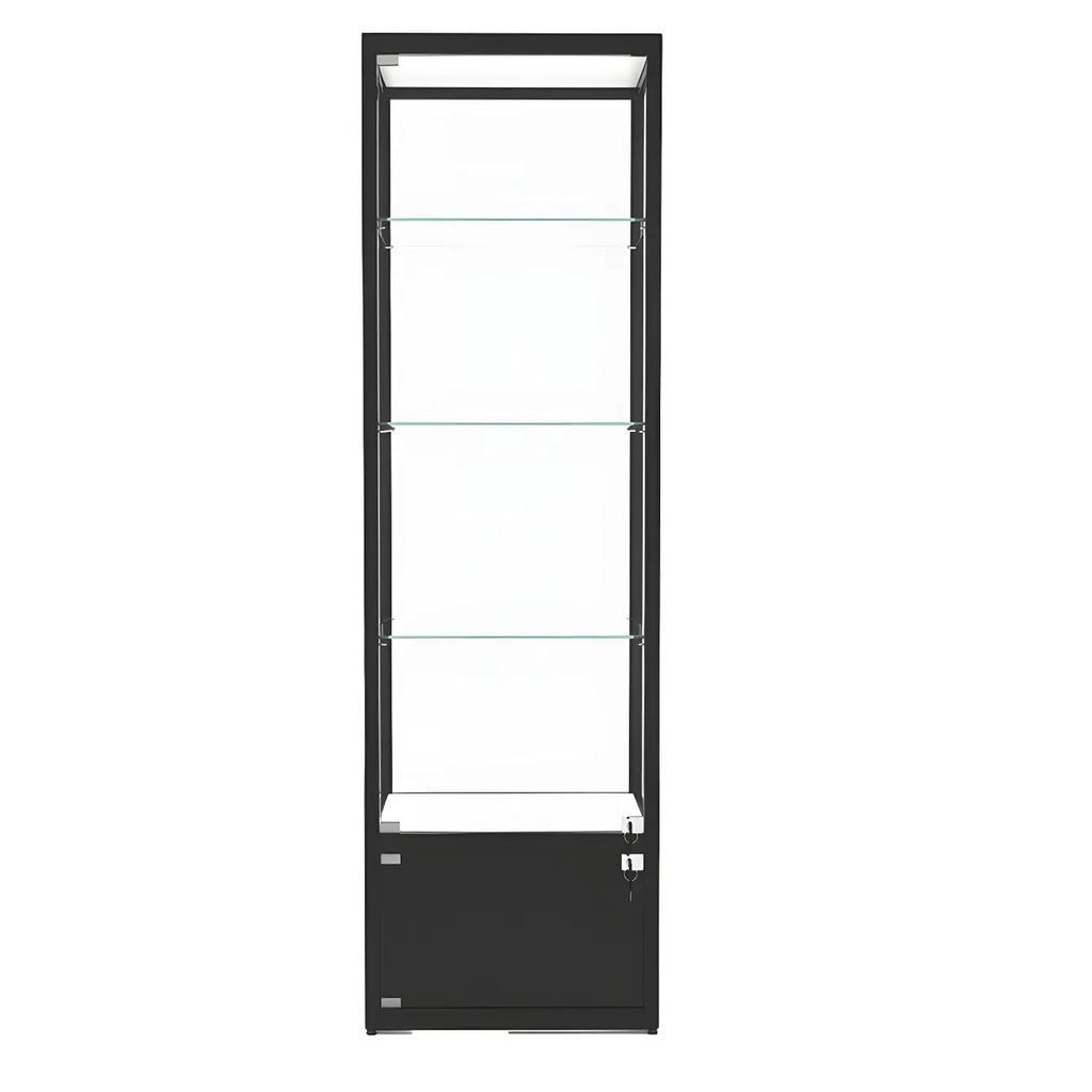Vitrine moderne en verre noir avec étagères réglables