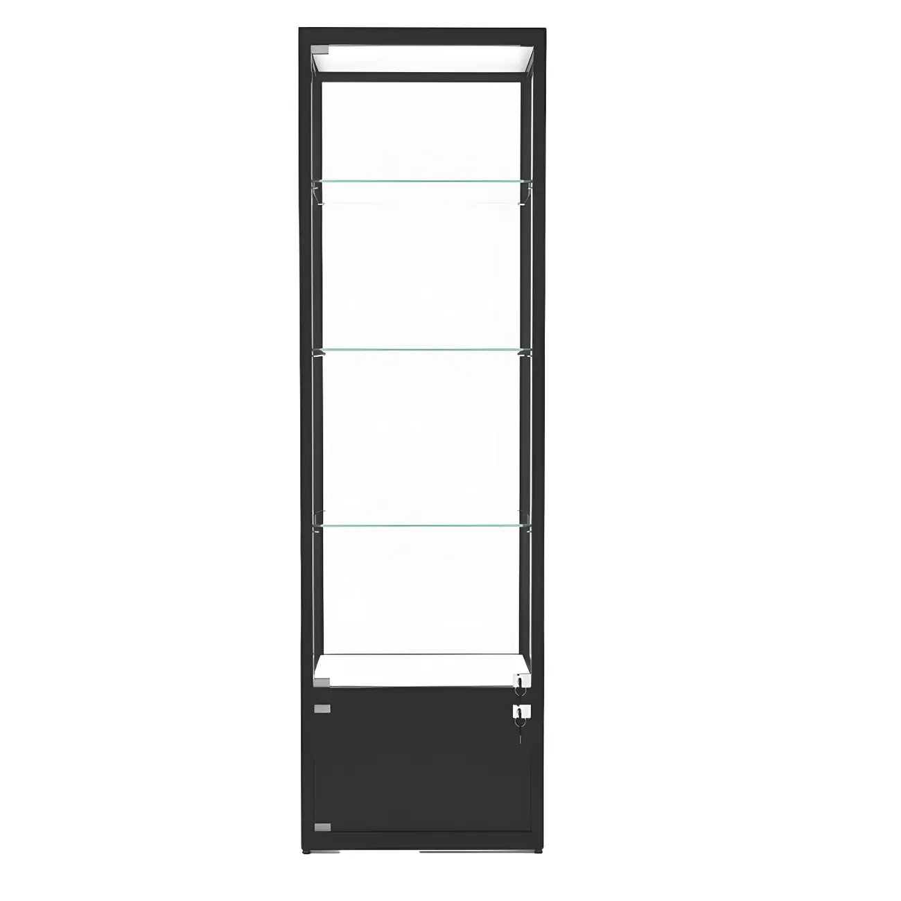 Vitrine moderne en verre noir avec étagères réglables