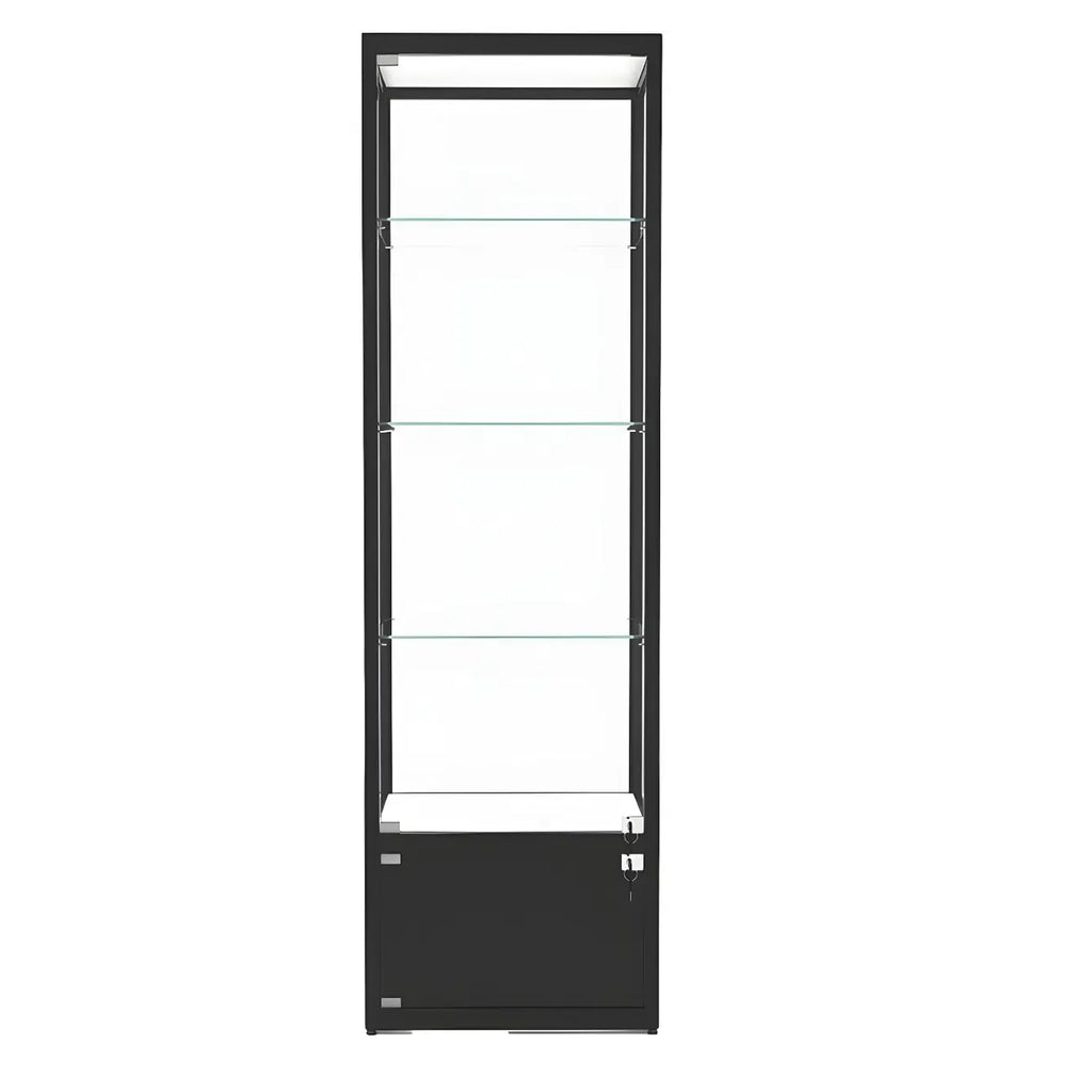 Vitrine moderne en verre noir avec étagères réglables