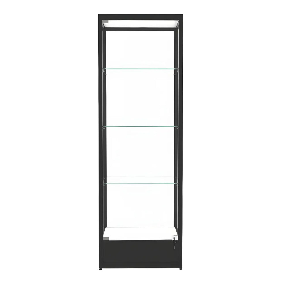 Vitrine moderne en verre noir avec étagères réglables