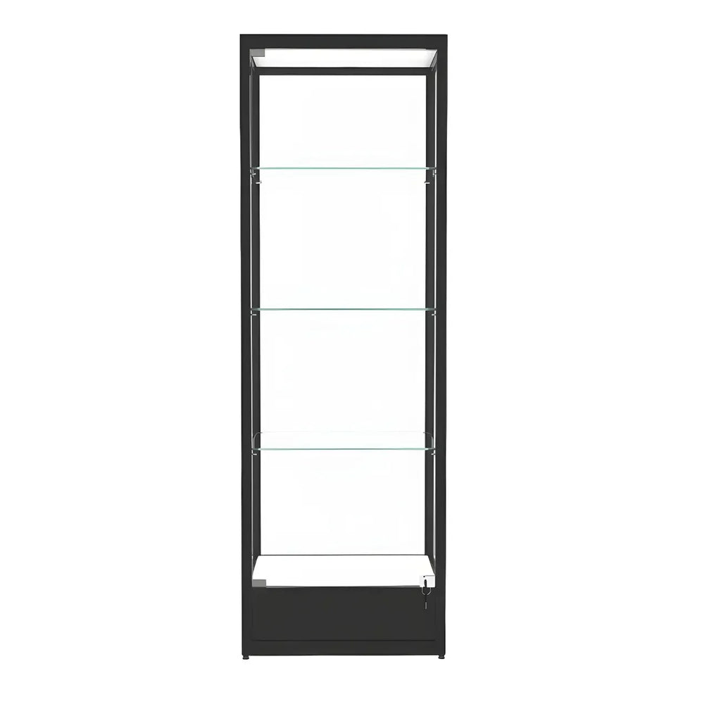 Vitrine moderne en verre noir avec étagères réglables