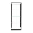 Vitrine moderne en verre noir avec étagères réglables