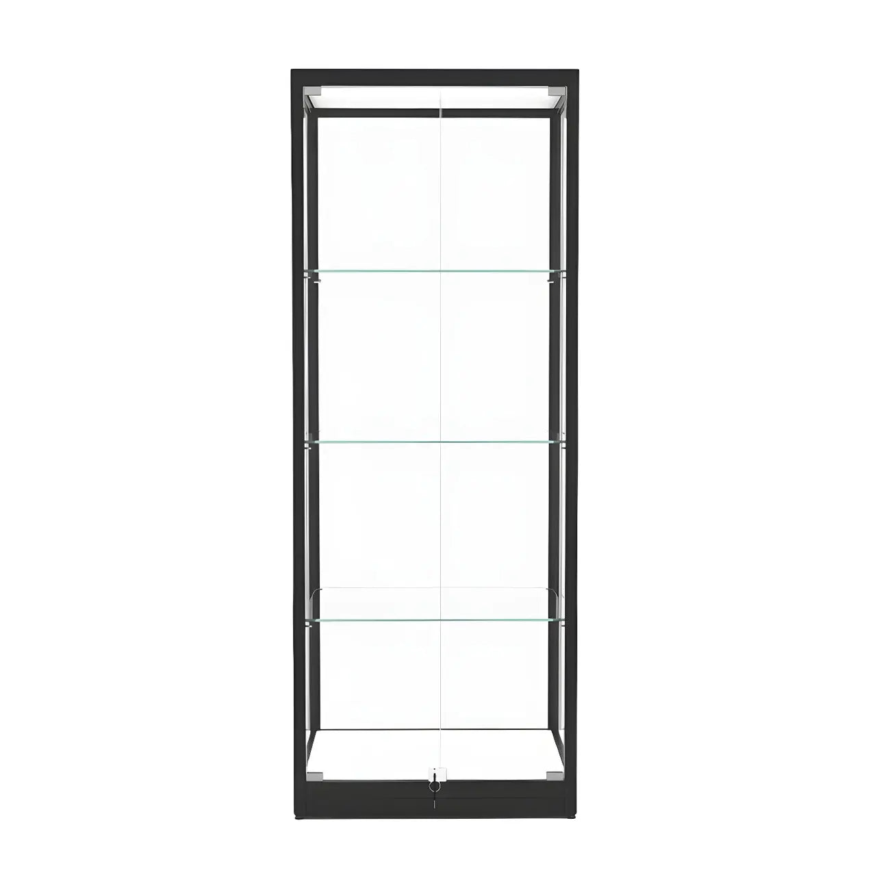 Vitrine moderne en verre noir avec étagères réglables
