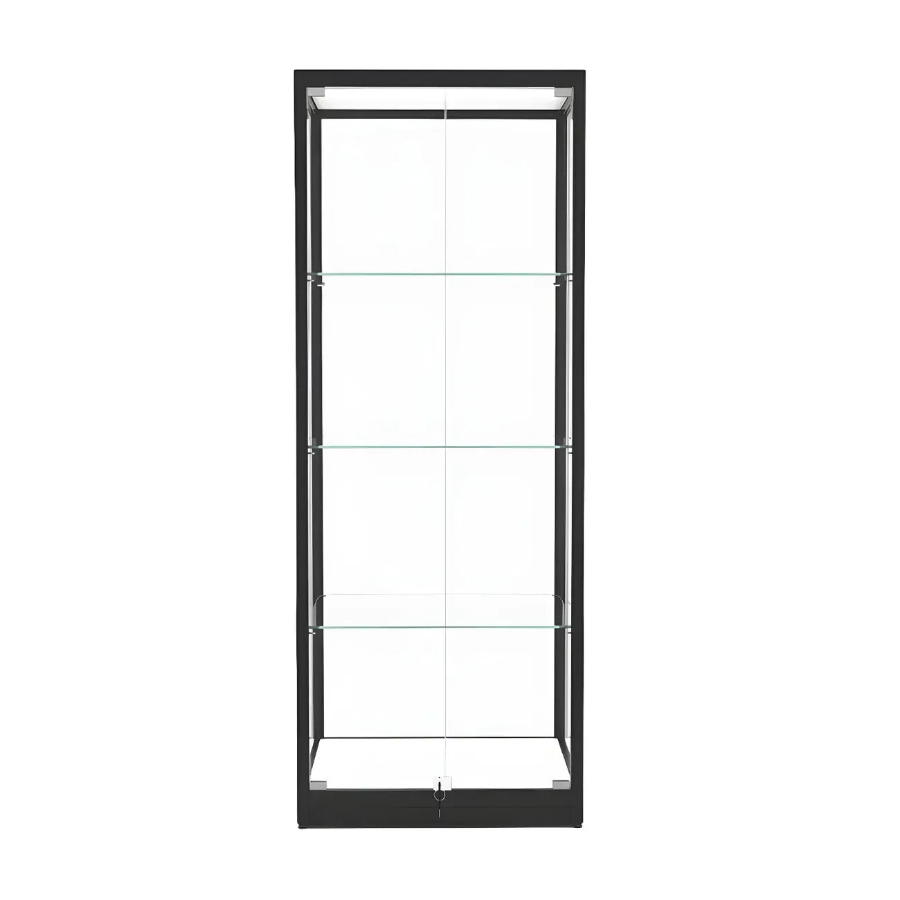Vitrine moderne en verre noir avec étagères réglables
