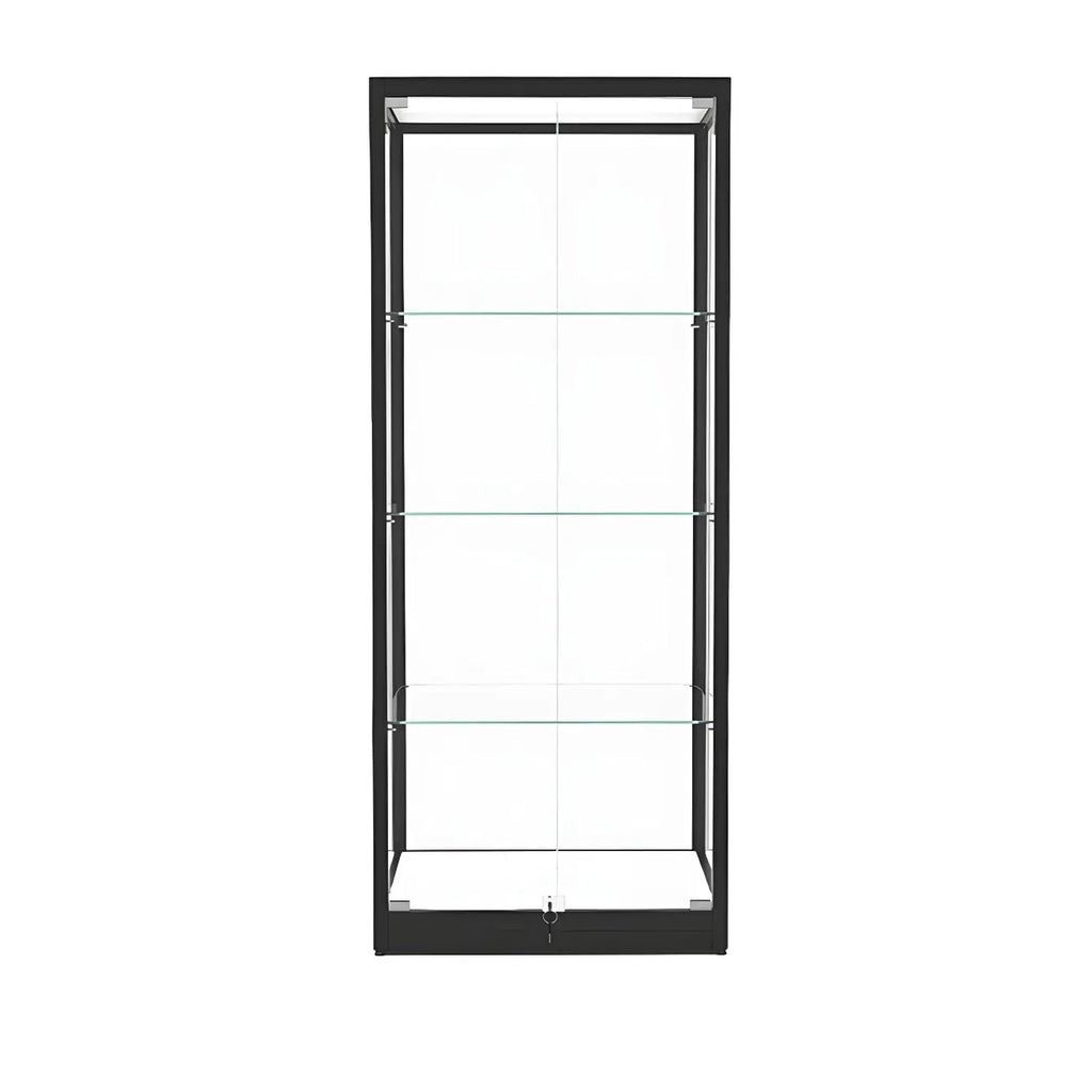 Vitrine moderne en verre noir avec étagères réglables