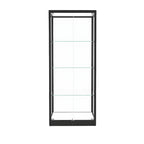 Vitrine moderne en verre noir avec étagères réglables