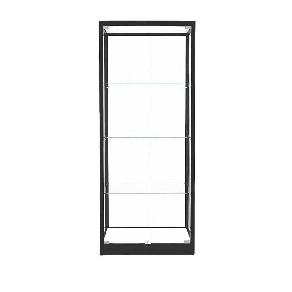 Vitrine moderne en verre noir avec étagères réglables