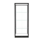 Vitrine moderne en verre noir avec étagères réglables