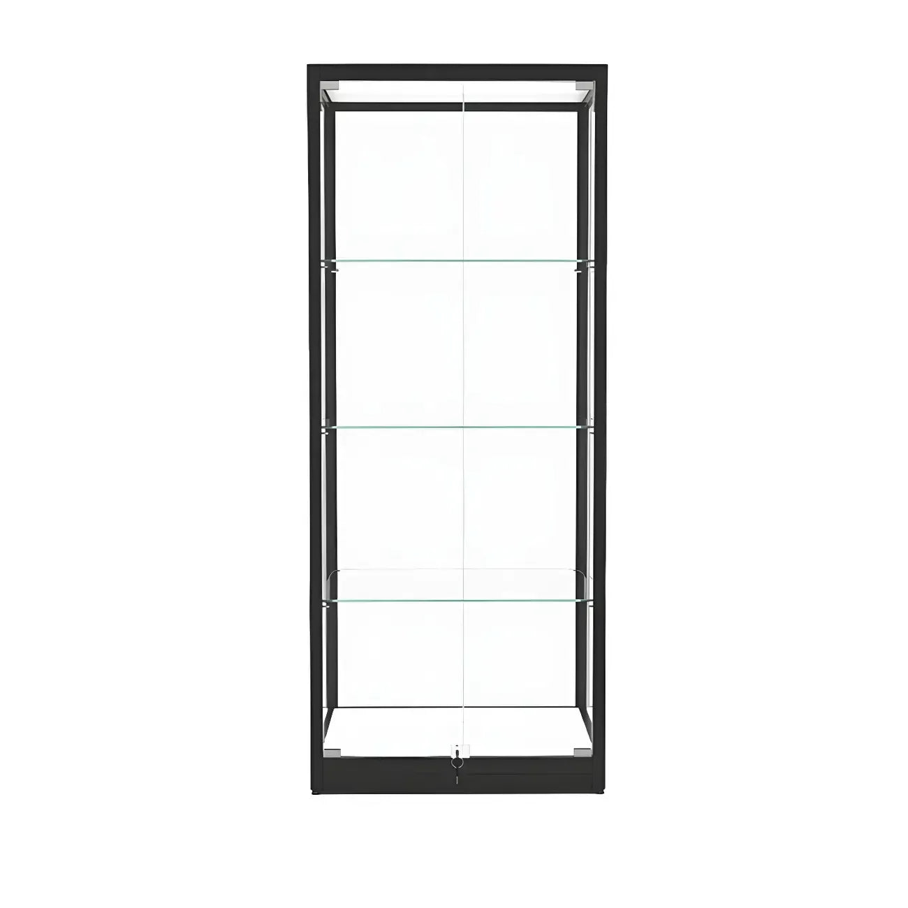 Vitrine moderne en verre noir avec étagères réglables