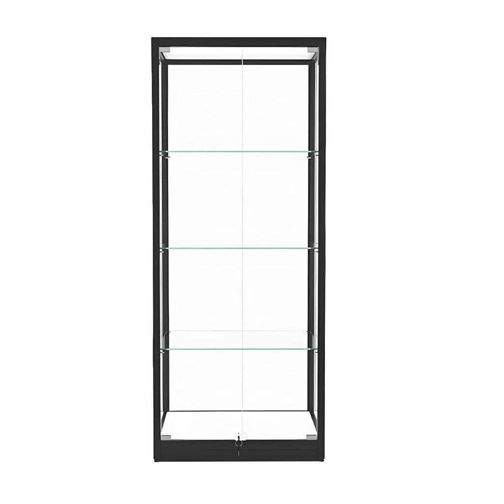 Vitrine moderne en verre noir avec étagères réglables