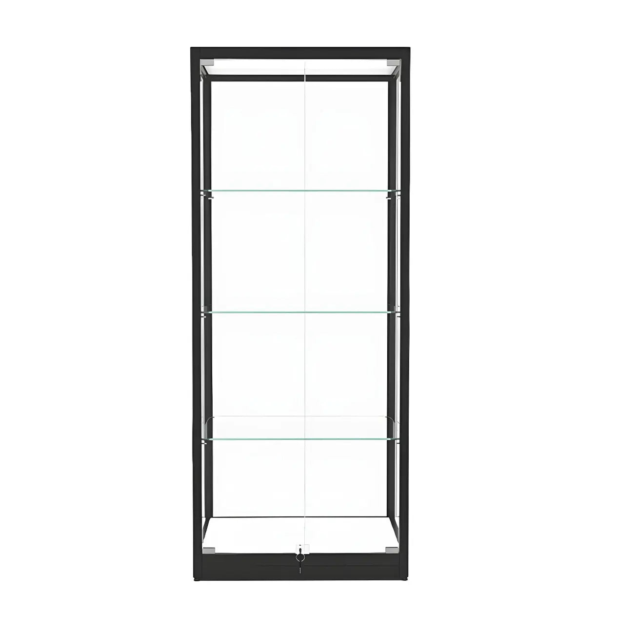 Vitrine moderne en verre noir avec étagères réglables