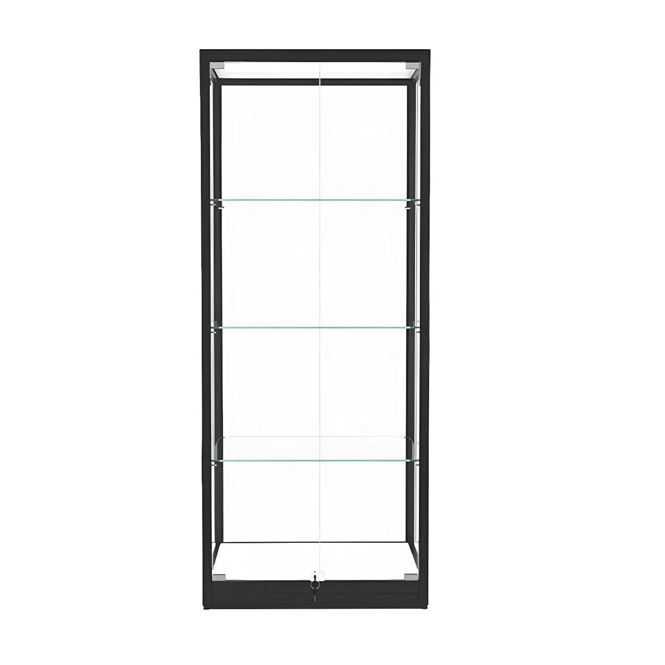 Vitrine moderne en verre noir avec étagères réglables