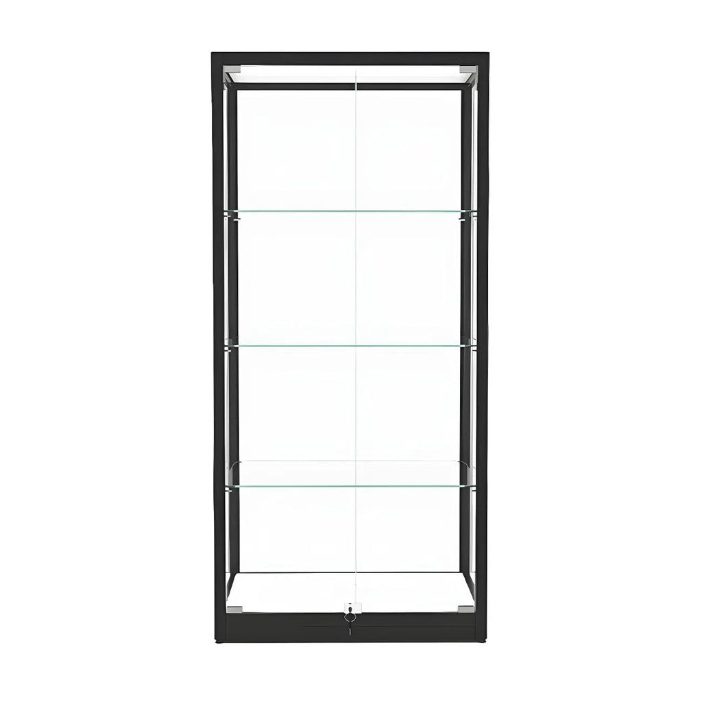Vitrine moderne en verre noir avec étagères réglables