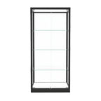 Vitrine moderne en verre noir avec étagères réglables