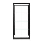 Vitrine moderne en verre noir avec étagères réglables