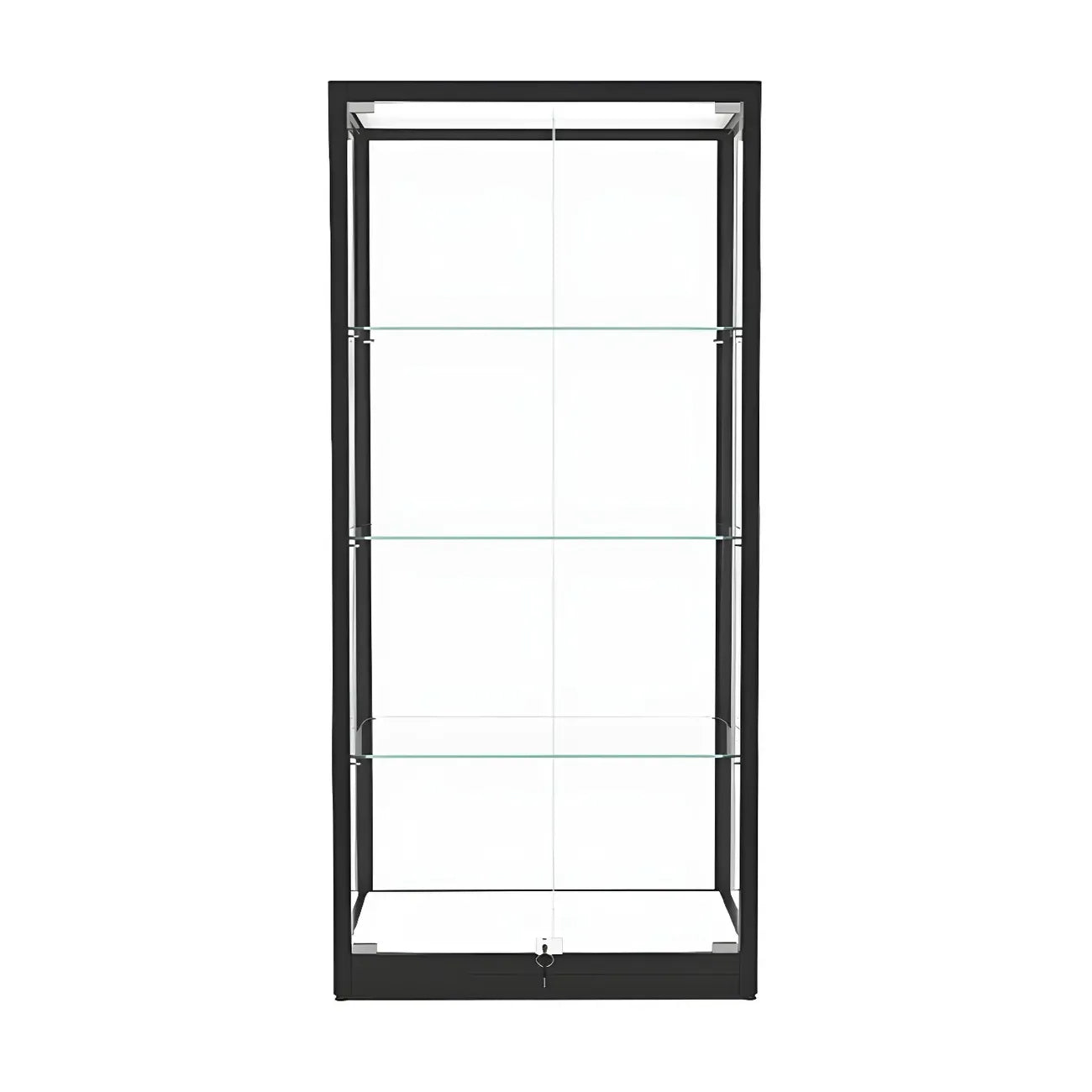 Vitrine moderne en verre noir avec étagères réglables